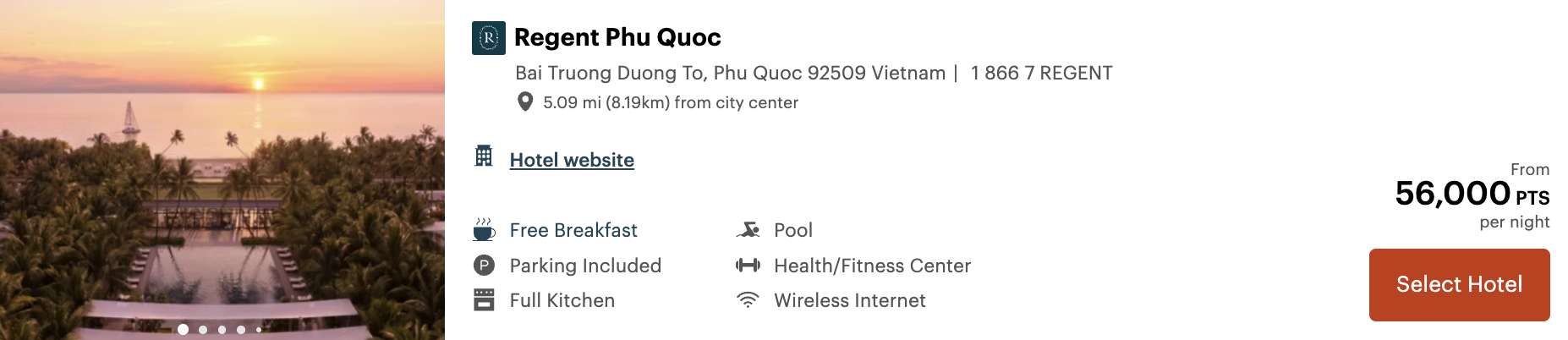 Regent Phu Quoc points booking page